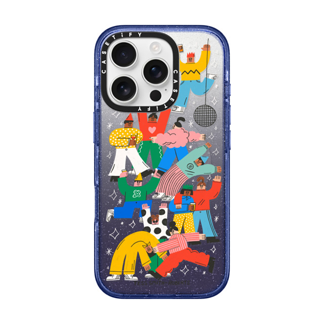 Tess Smith-Roberts x CASETiFY iPhone 16 Pro ケース Glitter Indigo インパクトケース MagSafe対応 Party People