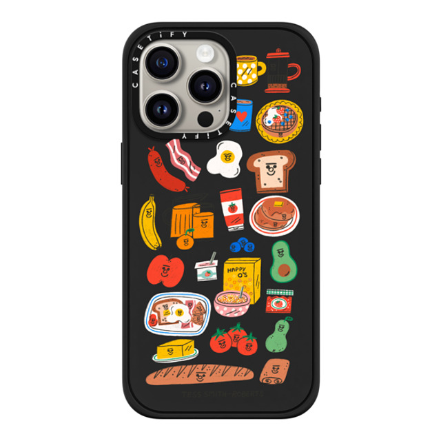 Tess Smith-Roberts x CASETiFY iPhone 15 Pro Max ケース マットブラック インパクトケース MagSafe対応 Breakfast Bits