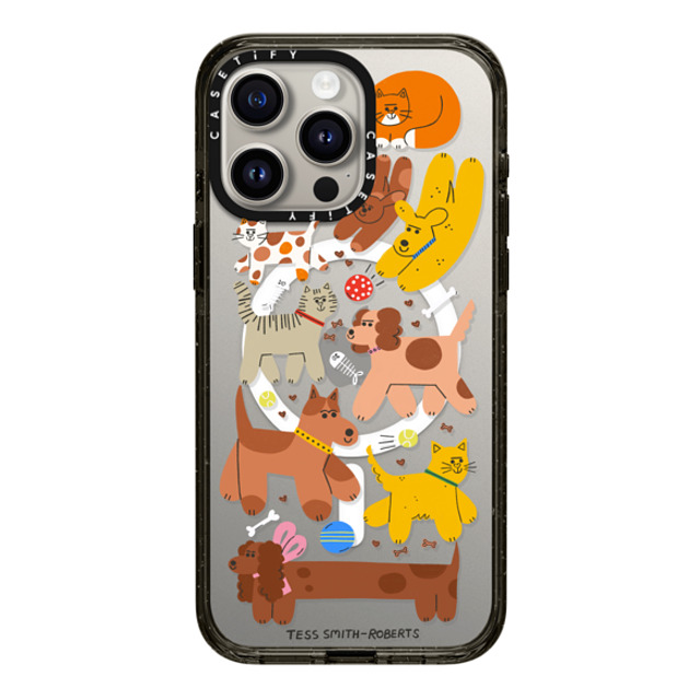 Tess Smith-Roberts x CASETiFY iPhone 15 Pro Max ケース ブラック インパクトケース MagSafe対応 Cats and Dogs