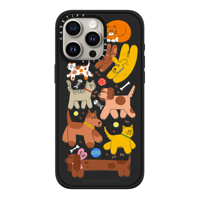 Tess Smith-Roberts x CASETiFY iPhone 15 Pro Max ケース マットブラック インパクトケース MagSafe対応 Cats and Dogs