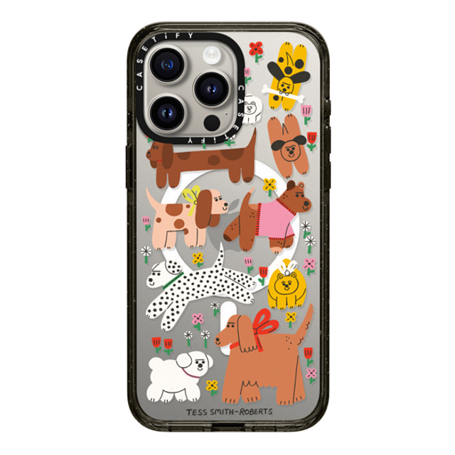 Tess Smith-Roberts x CASETiFY iPhone 15 Pro Max ケース ブラック インパクトケース MagSafe対応 Dogs in the meadow