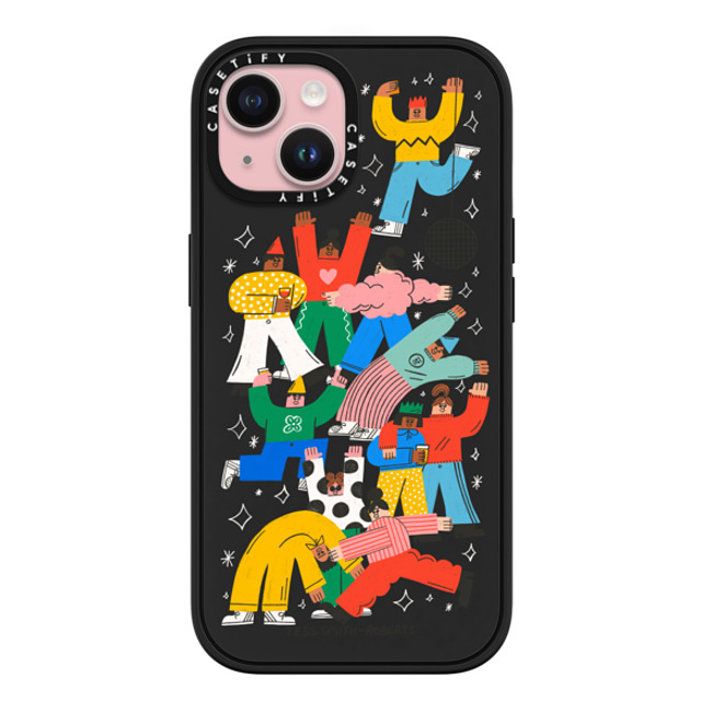 Tess Smith-Roberts x CASETiFY iPhone 15 ケース マットブラック インパクトケース MagSafe対応 Party People