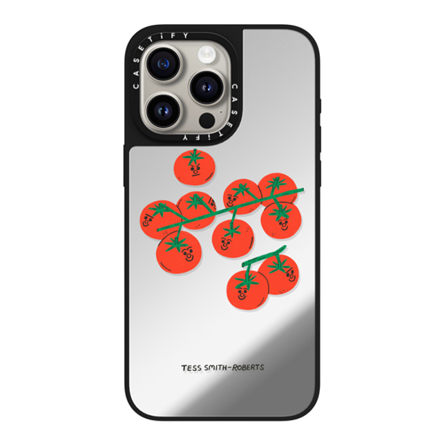 Tess Smith-Roberts x CASETiFY iPhone 15 Pro Max ケース Silver on Black ミラーケース MagSafe対応 Cherry Tomatoes