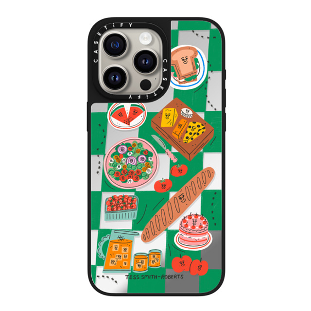 Tess Smith-Roberts x CASETiFY iPhone 15 Pro Max ケース Silver on Black ミラーケース MagSafe対応 Picnic