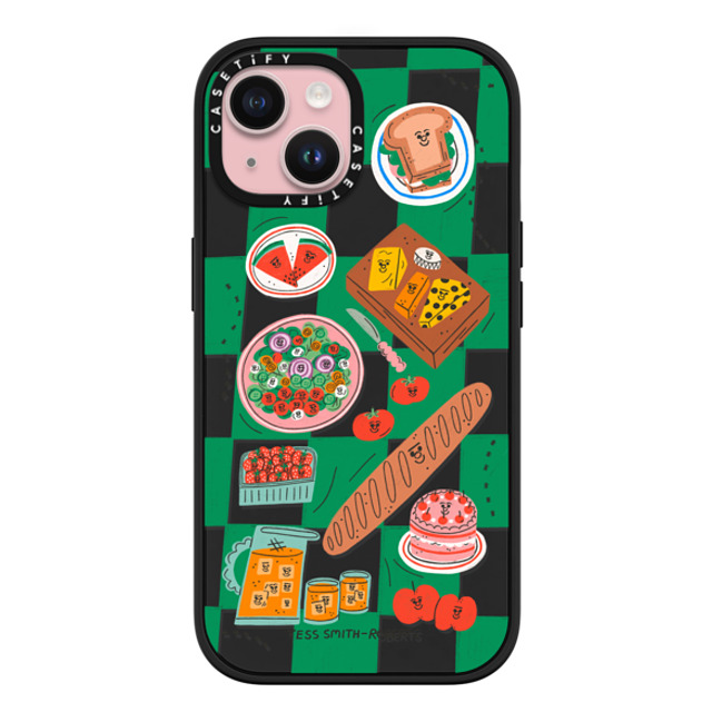 Tess Smith-Roberts x CASETiFY iPhone 15 ケース マットブラック インパクトケース MagSafe対応 Picnic