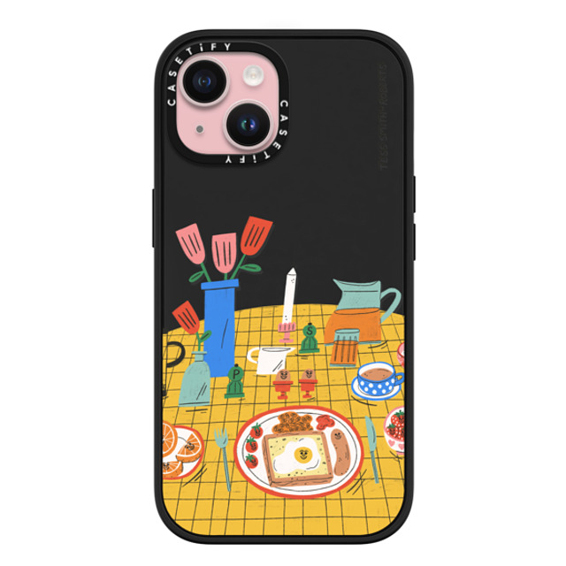 Tess Smith-Roberts x CASETiFY iPhone 15 ケース マットブラック インパクトケース MagSafe対応 Breakfast