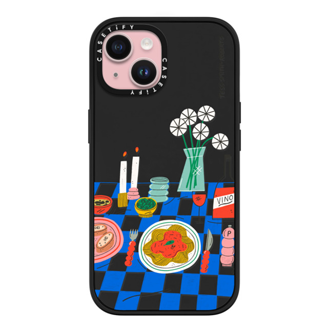 Tess Smith-Roberts x CASETiFY iPhone 15 ケース マットブラック インパクトケース MagSafe対応 Spaghetti