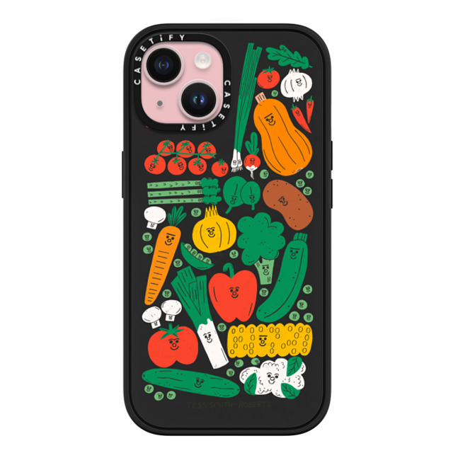 Tess Smith-Roberts x CASETiFY iPhone 15 ケース マットブラック インパクトケース MagSafe対応 Veggies