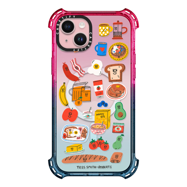 Tess Smith-Roberts x CASETiFY iPhone 15 Plus ケース Cotton Candy バウンスケース Breakfast Bits