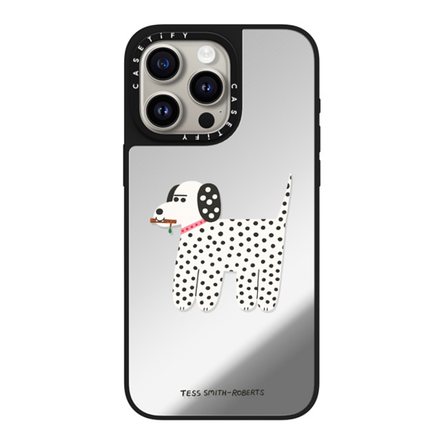 Tess Smith-Roberts x CASETiFY iPhone 15 Pro Max ケース Silver on Black ミラーケース MagSafe対応 Dalmatian