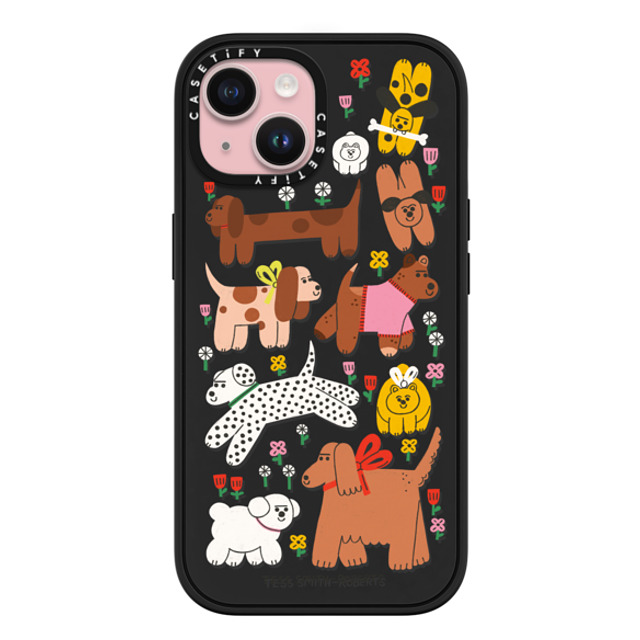 Tess Smith-Roberts x CASETiFY iPhone 15 ケース マットブラック インパクトケース MagSafe対応 Dogs in the meadow