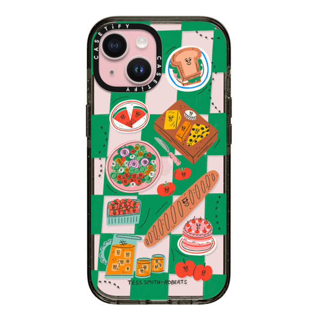 Tess Smith-Roberts x CASETiFY iPhone 15 ケース ブラック インパクトケース Picnic