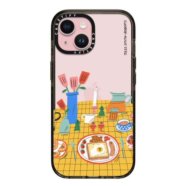 Tess Smith-Roberts x CASETiFY iPhone 15 ケース ブラック インパクトケース Breakfast