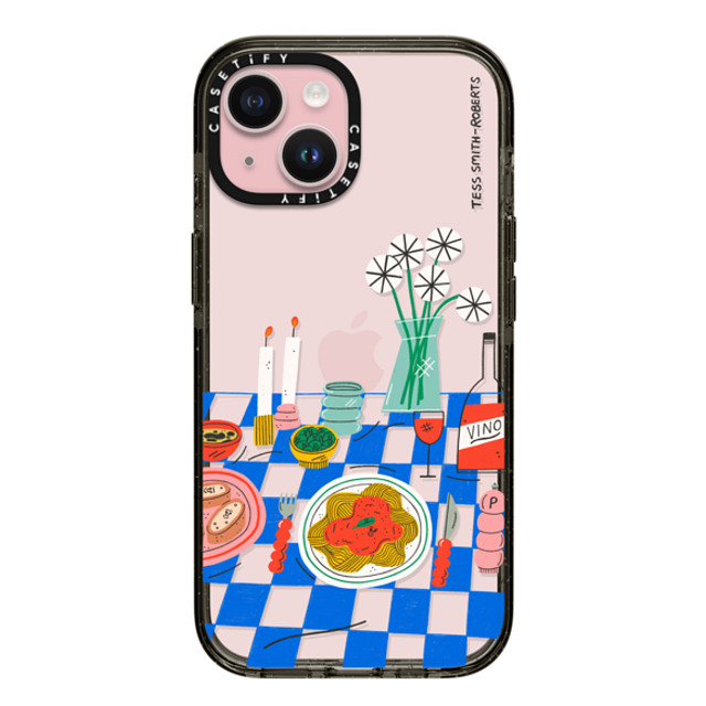 Tess Smith-Roberts x CASETiFY iPhone 15 ケース ブラック インパクトケース Spaghetti