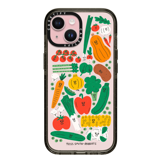 Tess Smith-Roberts x CASETiFY iPhone 15 ケース ブラック インパクトケース Veggies