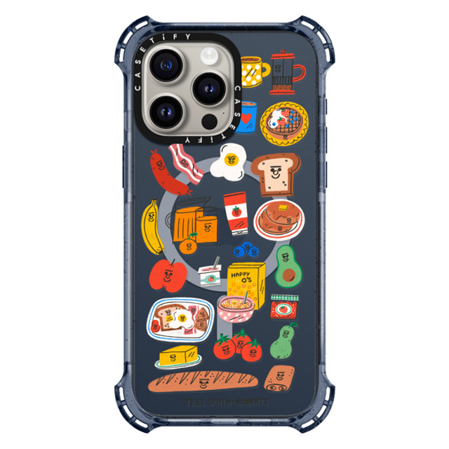 Tess Smith-Roberts x CASETiFY iPhone 15 Pro Max ケース Classic Blue バウンスケース Breakfast Bits