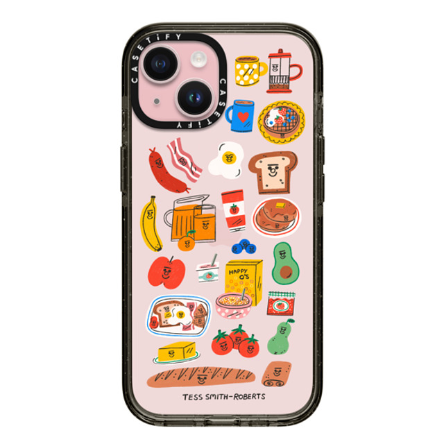 Tess Smith-Roberts x CASETiFY iPhone 15 ケース ブラック インパクトケース Breakfast Bits