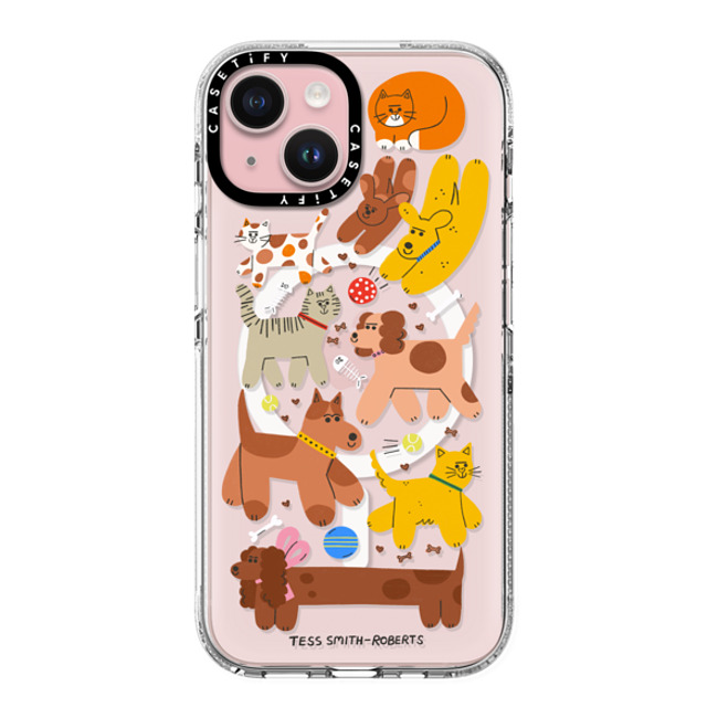 Tess Smith-Roberts x CASETiFY iPhone 15 ケース クリア クリア ケース MagSafe対応 Cats and Dogs