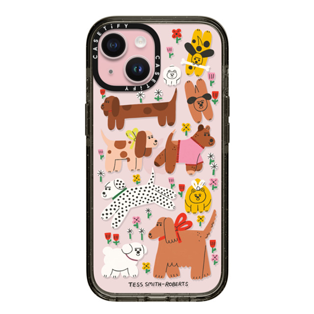 Tess Smith-Roberts x CASETiFY iPhone 15 ケース ブラック インパクトケース Dogs in the meadow