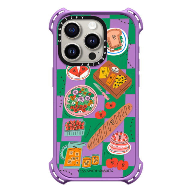 Tess Smith-Roberts x CASETiFY iPhone 15 Pro ケース Matte Purple バウンスケース Picnic