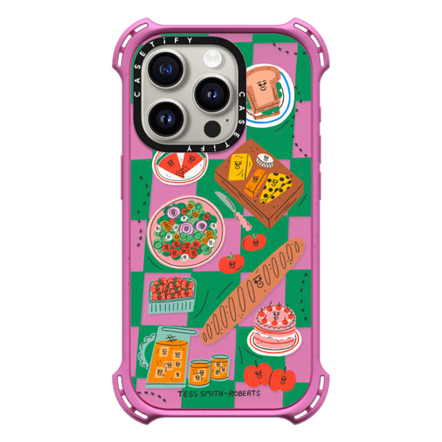 Tess Smith-Roberts x CASETiFY iPhone 15 Pro Case Checkered,Cartoon Matte Pink バウンスケース Picnic Father's Day Tess Smith-Roberts x CASETiFY iPhone 15 Pro Case Checkered,Cartoon Matte Pink バウンスケース Picnic Father's Day