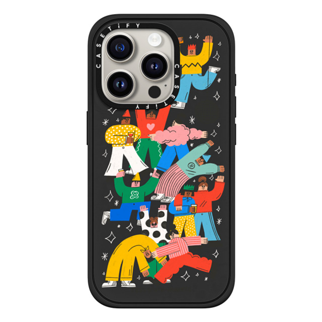 Tess Smith-Roberts x CASETiFY iPhone 15 Pro ケース マットブラック インパクトケース MagSafe対応 Party People