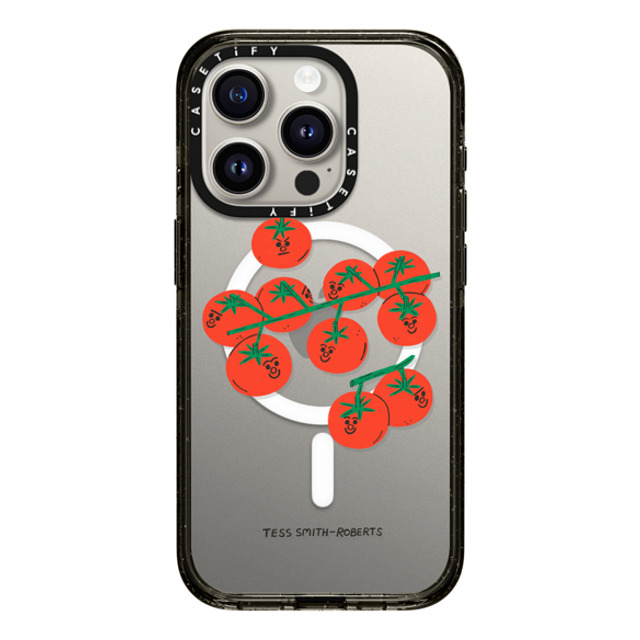 Tess Smith-Roberts x CASETiFY iPhone 15 Pro ケース ブラック インパクトケース MagSafe対応 Cherry Tomatoes