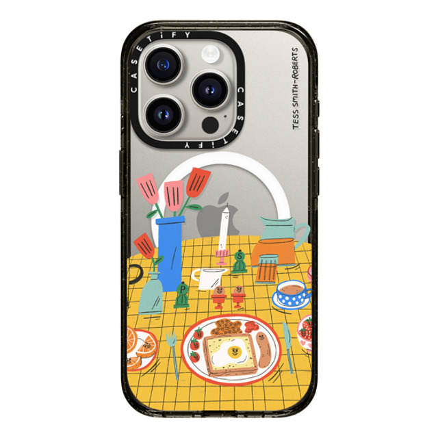 Tess Smith-Roberts x CASETiFY iPhone 15 Pro ケース ブラック インパクトケース MagSafe対応 Breakfast