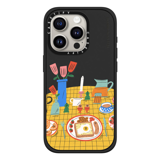 Tess Smith-Roberts x CASETiFY iPhone 15 Pro ケース マットブラック インパクトケース MagSafe対応 Breakfast