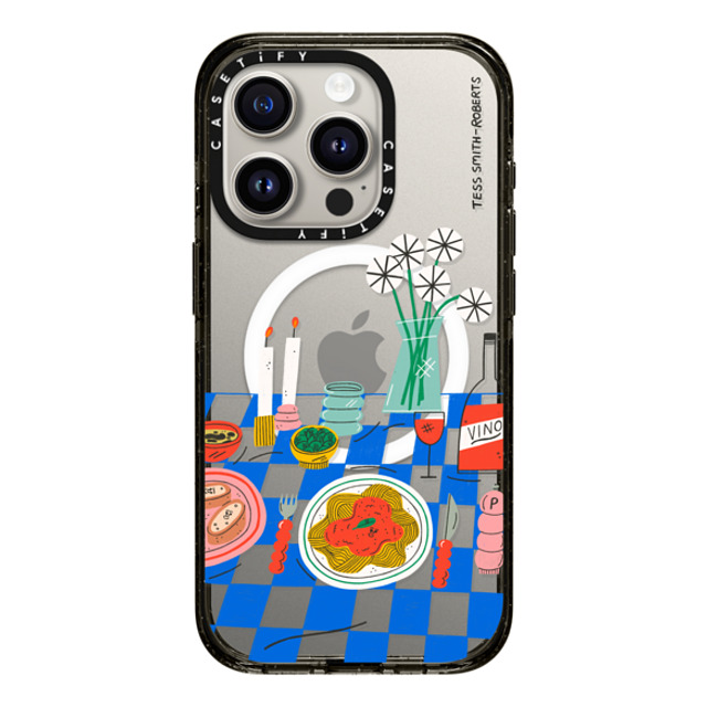 Tess Smith-Roberts x CASETiFY iPhone 15 Pro ケース ブラック インパクトケース MagSafe対応 Spaghetti