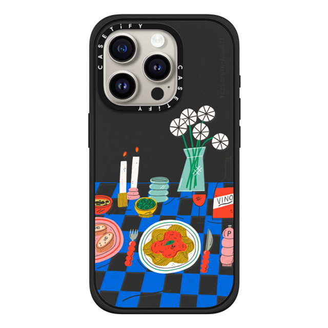 Tess Smith-Roberts x CASETiFY iPhone 15 Pro ケース マットブラック インパクトケース MagSafe対応 Spaghetti