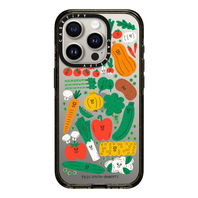 Tess Smith-Roberts x CASETiFY iPhone 15 Pro ケース ブラック インパクトケース Veggies