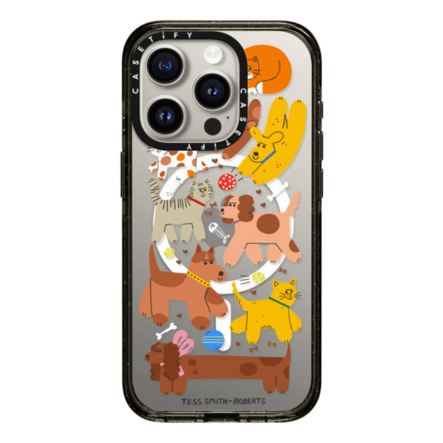 Tess Smith-Roberts x CASETiFY iPhone 15 Pro ケース ブラック インパクトケース MagSafe対応 Cats and Dogs