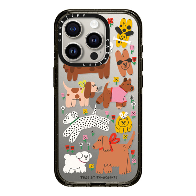 Tess Smith-Roberts x CASETiFY iPhone 15 Pro ケース ブラック インパクトケース Dogs in the meadow