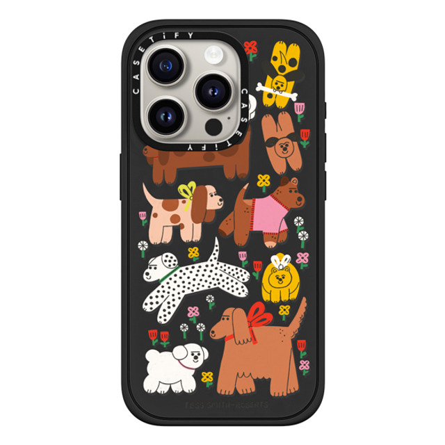 Tess Smith-Roberts x CASETiFY iPhone 15 Pro ケース マットブラック インパクトケース MagSafe対応 Dogs in the meadow