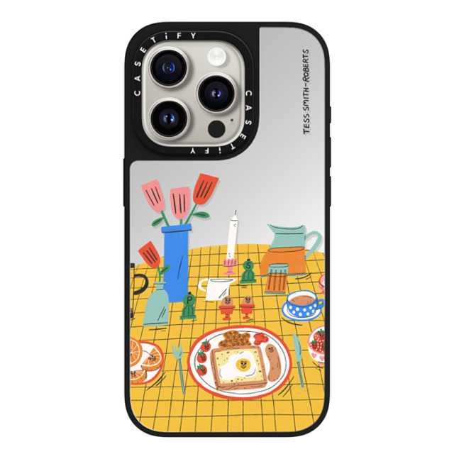 Tess Smith-Roberts x CASETiFY iPhone 15 Pro Case Silver on Black ミラーケース MagSafe対応 Breakfast Tess Smith-Roberts x CASETiFY iPhone 15 Pro Case Silver on Black ミラーケース MagSafe対応 Breakfast