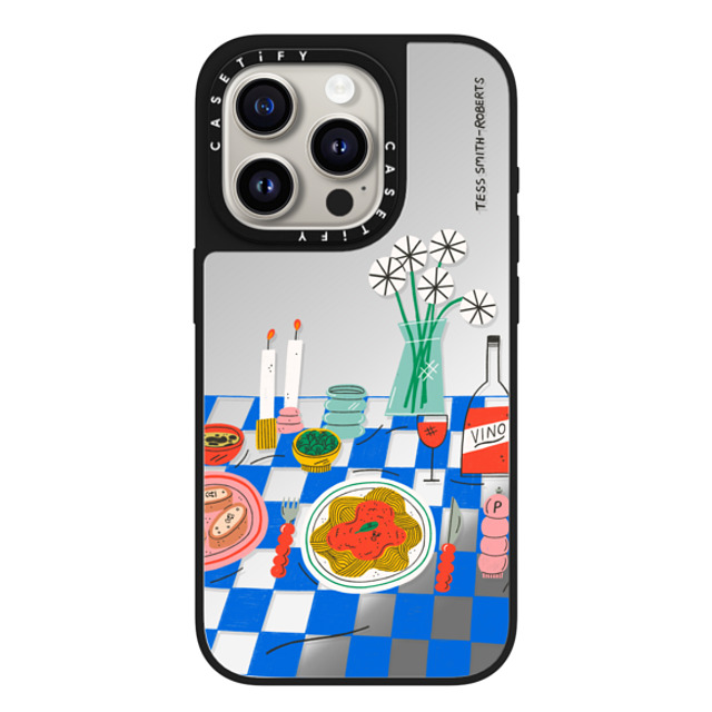 Tess Smith-Roberts x CASETiFY iPhone 15 Pro Case Silver on Black ミラーケース MagSafe対応 Spaghetti Tess Smith-Roberts x CASETiFY iPhone 15 Pro Case Silver on Black ミラーケース MagSafe対応 Spaghetti