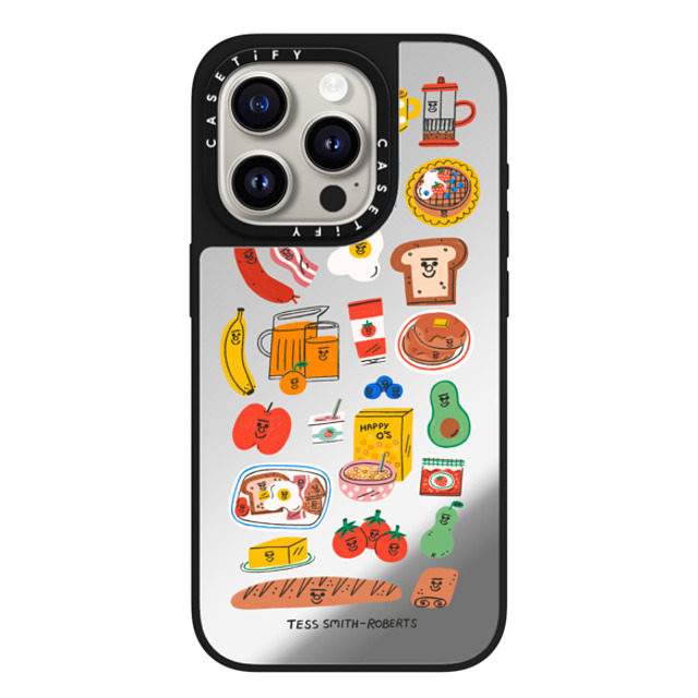 Tess Smith-Roberts x CASETiFY iPhone 15 Pro Case Silver on Black ミラーケース MagSafe対応 Breakfast Bits Tess Smith-Roberts x CASETiFY iPhone 15 Pro Case Silver on Black ミラーケース MagSafe対応 Breakfast Bits