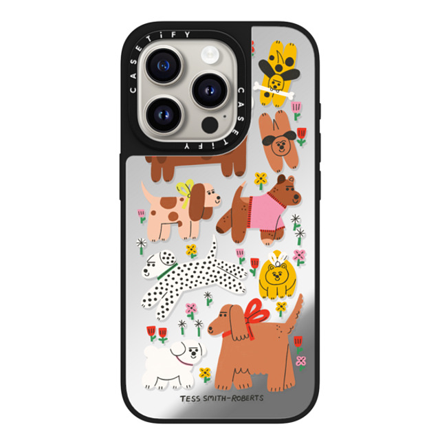 Tess Smith-Roberts x CASETiFY iPhone 15 Pro Case Silver on Black ミラーケース MagSafe対応 Dogs in the meadow Tess Smith-Roberts x CASETiFY iPhone 15 Pro Case Silver on Black ミラーケース MagSafe対応 Dogs in the meadow
