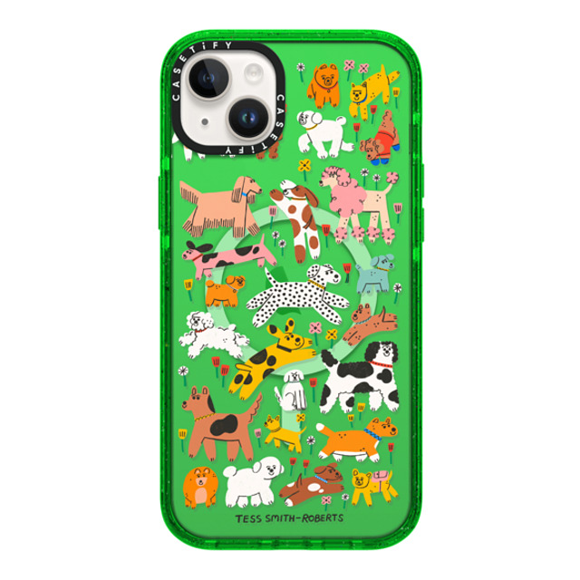 Tess Smith-Roberts x CASETiFY iPhone 14 Plus ケース グリーン インパクトケース MagSafe対応 Dogs