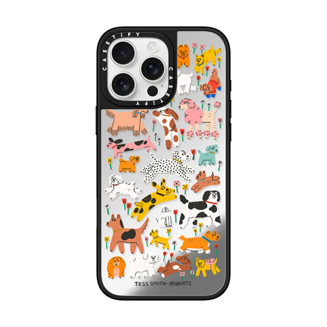 Tess Smith-Roberts x CASETiFY iPhone 16 Pro Max ケース Silver on Black ミラーケース MagSafe対応 Dogs