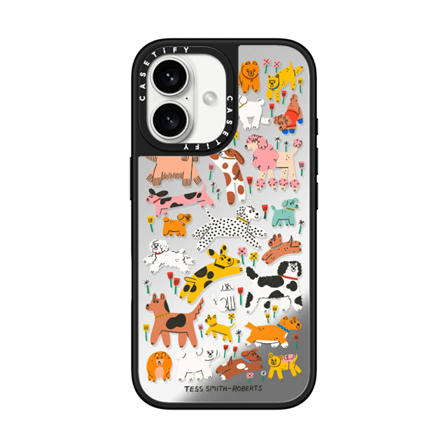 Tess Smith-Roberts x CASETiFY iPhone 16 Case Silver on Black ミラーケース MagSafe対応 Dogs Tess Smith-Roberts x CASETiFY iPhone 16 Case Silver on Black ミラーケース MagSafe対応 Dogs