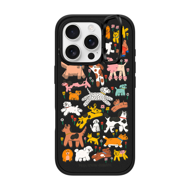 Tess Smith-Roberts x CASETiFY iPhone 16 Pro ケース マットブラック インパクトリングスタンドケース MagSafe対応 Dogs