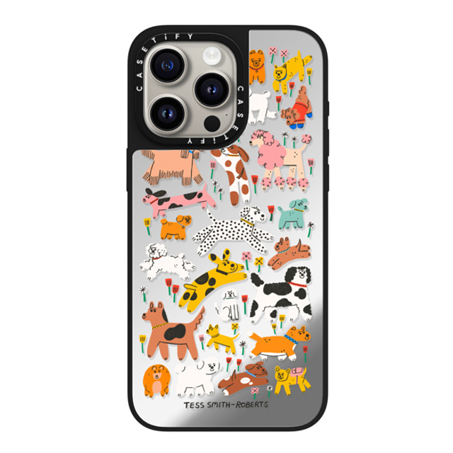 Tess Smith-Roberts x CASETiFY iPhone 15 Pro Max ケース Silver on Black ミラーケース MagSafe対応 Dogs