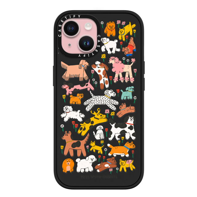 Tess Smith-Roberts x CASETiFY iPhone 15 ケース マットブラック インパクトケース MagSafe対応 Dogs