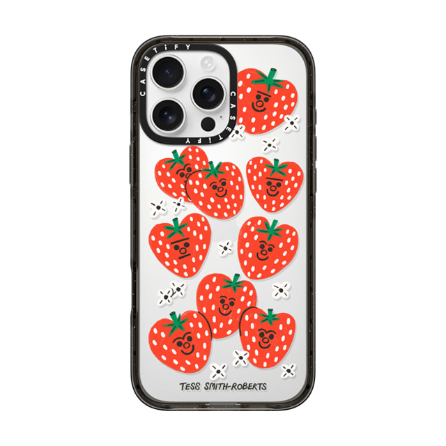 Tess Smith-Roberts x CASETiFY iPhone 16 Pro Max Case Fruit,Cartoon ブラック インパクトケース Strawberries by Tess Smith-Roberts Mother's Day Tess Smith-Roberts x CASETiFY iPhone 16 Pro Max Case Fruit,Cartoon ブラック インパクトケース Strawberries by Tess Smith-Roberts Mother's Day