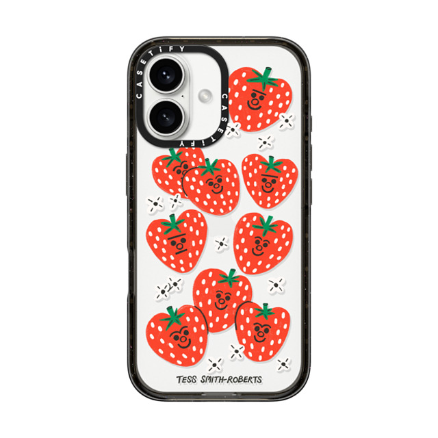 Tess Smith-Roberts x CASETiFY iPhone 16 Case Fruit,Cartoon Black インパクトケース Strawberries by Tess Smith-Roberts Mother's Day Tess Smith-Roberts x CASETiFY iPhone 16 Case Fruit,Cartoon Black インパクトケース Strawberries by Tess Smith-Roberts Mother's Day
