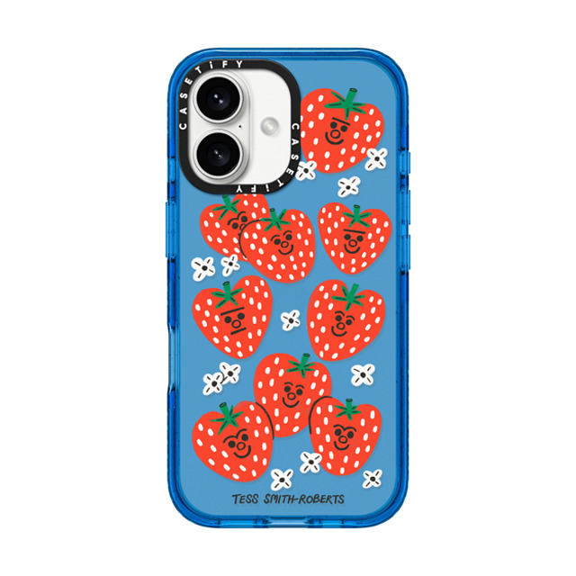 Tess Smith-Roberts x CASETiFY iPhone 16 ケース スカイブルー インパクトケース Strawberries by Tess Smith-Roberts