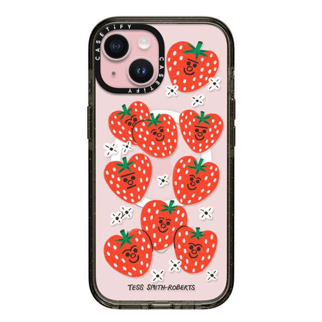 Tess Smith-Roberts x CASETiFY iPhone 15 Case Fruit,Cartoon Black Impact Case MagSafe Compatible Strawberries by Tess Smith-Roberts Mother's Day Tess Smith-Roberts x CASETiFY iPhone 15 Case Fruit,Cartoon Black Impact Case MagSafe Compatible Strawberries by Tess Smith-Roberts Mother's Day