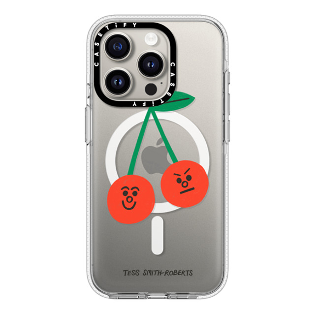 Tess Smith-Roberts x CASETiFY iPhone 15 Pro Case Clear Clear Case MagSafe Compatible Cherries iPhone Case by Tess Smith-Roberts Tess Smith-Roberts x CASETiFY iPhone 15 Pro Case Clear Clear Case MagSafe Compatible Cherries iPhone Case by Tess Smith-Roberts